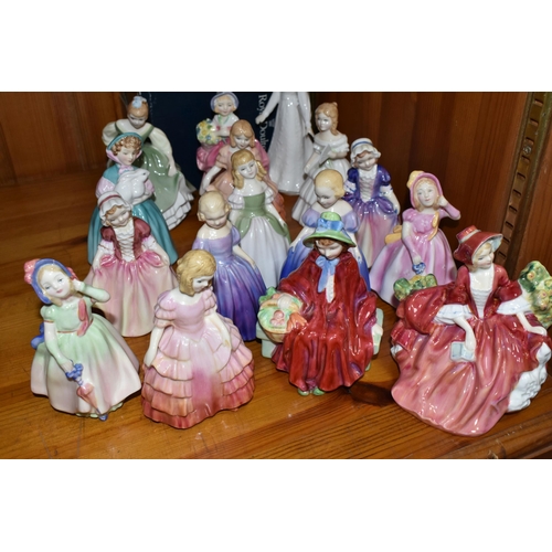 438 - A GROUP OF SEVENTEEN ROYAL DOULTON SMALL LADIES, comprising Sentiments -Happy Anniversary HN4068 (wi... 