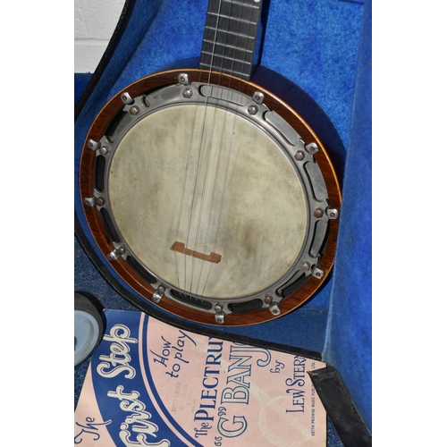 441 - A BANJO AND HARD CASE, comprising 'The New Windsor' patent Zither Banjo made by A.O Windsor of Birmi... 