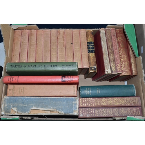 447 - TWO BOXES AND LOOSE BOOKS, EPHEMERA AND SUNDRY ITEMS, to include two small trench art vases, one wit... 