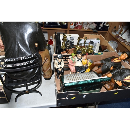 453 - TWO BOXES AND LOOSE METALWARE, ACCORDIAN AND SUNDRY ITEMS, to include a small Bellini accordian, bra... 