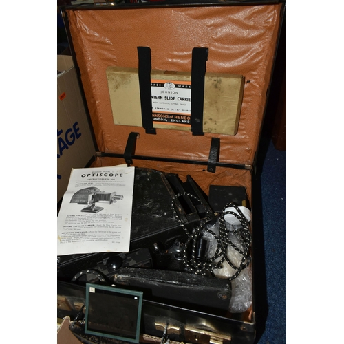 494 - A JOHNSON MODEL 12 OPTISCOPE AND EIGHT BOXES OF LANTERN PLATES, includes the optiscope in original c... 