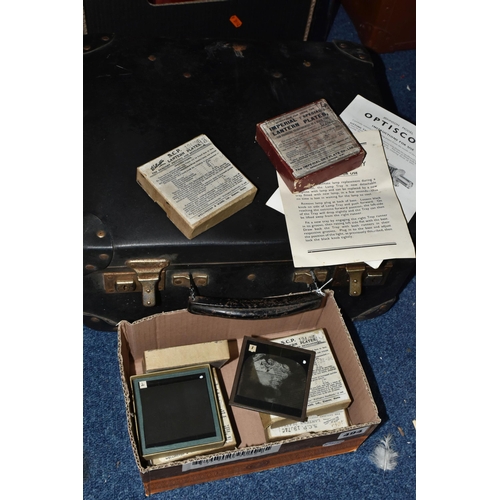 494 - A JOHNSON MODEL 12 OPTISCOPE AND EIGHT BOXES OF LANTERN PLATES, includes the optiscope in original c... 