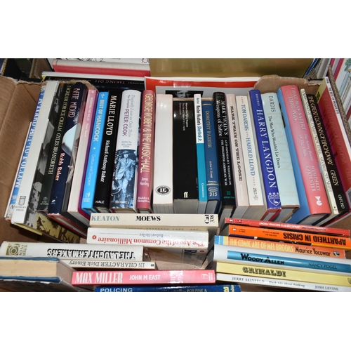 518 - FIVE BOXES OF ASSORTED BOOKS INCLUDING BIOGRAPHIES, GERMAN LITERATURE, BIRMINGHAM CITY FC MATCH PROG... 