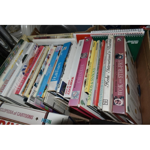 518 - FIVE BOXES OF ASSORTED BOOKS INCLUDING BIOGRAPHIES, GERMAN LITERATURE, BIRMINGHAM CITY FC MATCH PROG... 