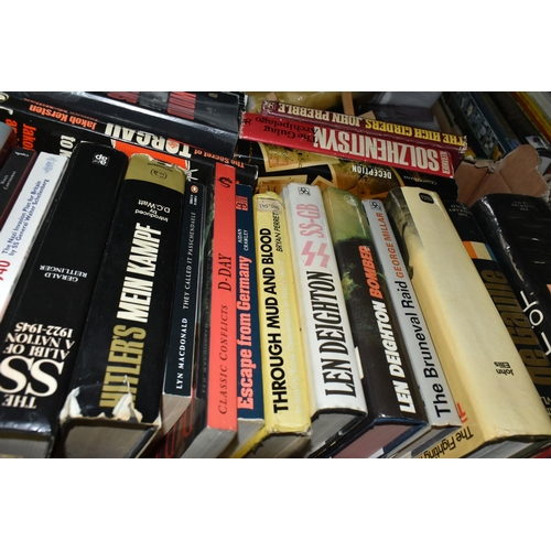 526 - FOUR BOXES OF BOOKS, approximately eighty to one hundred titles in hardback and paperback formats, m... 