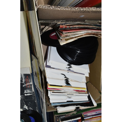 527 - THREE BOXES OF RECORDS, CDS AND CASSETTE TAPES, to include approximately sixty to seventy LPs and 12... 