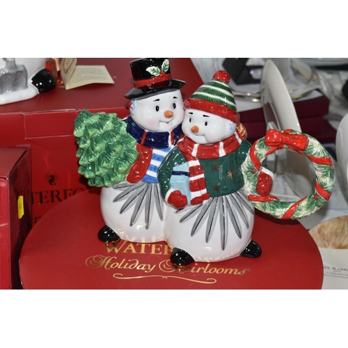 535 - WATERFORD HOLIDAY HEIRLOOMS SCULPTURES AND MARQUIS CHRISTMAS TREE ORNAMENTS, comprising a Snowy Vill... 