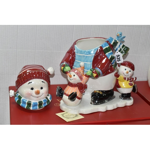 535 - WATERFORD HOLIDAY HEIRLOOMS SCULPTURES AND MARQUIS CHRISTMAS TREE ORNAMENTS, comprising a Snowy Vill... 