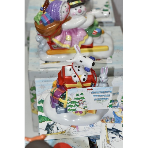 536 - SEVEN BOXED ROYAL DOULTON FROSTY FAMILY CHRISTMAS ORNAMENTS, comprising 'Mr Frosty's Special Gift' '... 