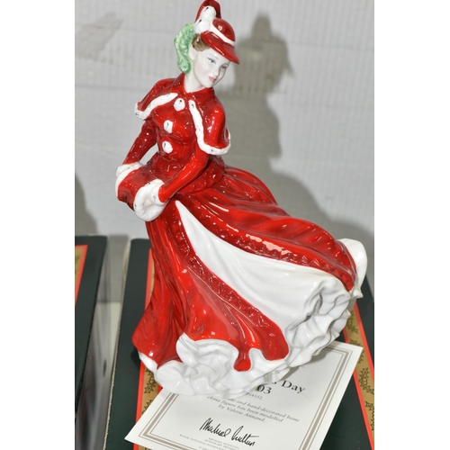 537 - FOUR BOXED ROYAL DOULTON CHRISTMAS DAY FIGURINES, comprising Christmas Day 2001 HN4315, 2003 HN4552,... 