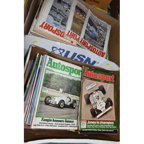 542 - EIGHT BOXES OF AUTOSPORT MAGAZINES, editions range from 1971 to 2015 together with a box containing ... 