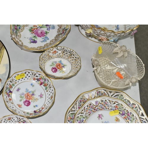 543 - ASSORTED CONTINENTAL DECORATIVE PORCELAIN, including gilded Dresden and Royal Lucerne porcelain in f... 