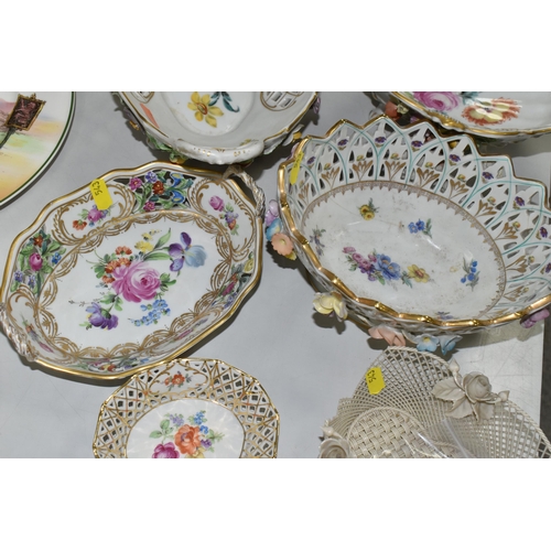 543 - ASSORTED CONTINENTAL DECORATIVE PORCELAIN, including gilded Dresden and Royal Lucerne porcelain in f... 