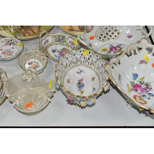 543 - ASSORTED CONTINENTAL DECORATIVE PORCELAIN, including gilded Dresden and Royal Lucerne porcelain in f... 