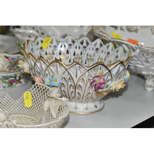 543 - ASSORTED CONTINENTAL DECORATIVE PORCELAIN, including gilded Dresden and Royal Lucerne porcelain in f... 