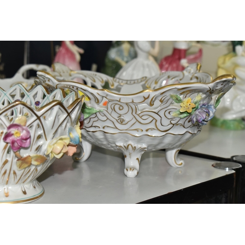 543 - ASSORTED CONTINENTAL DECORATIVE PORCELAIN, including gilded Dresden and Royal Lucerne porcelain in f... 