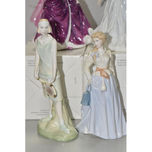 551 - SIX ROYAL DOULTON FIGURINES, to include boxed Classics: Just For You HN4236, Milk Maid HN4305 from t... 