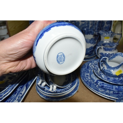 559 - A  GROUP OF SPODE'S ITALIAN DESIGN BLUE AND WHITE DINNERWARE, comprising a teapot, covered butter di... 