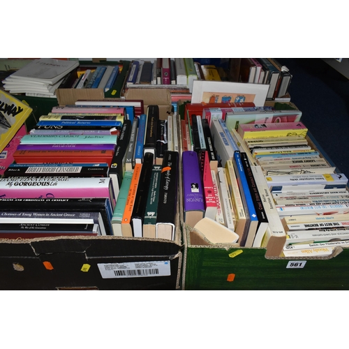 561 - FOUR BOXES OF BOOKS, approximately eighty assorted books, subjects include humour, ancient history, ... 