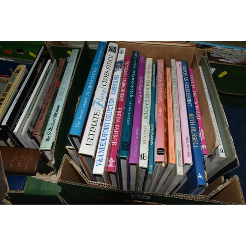 571 - FIVE BOXES OF BOOKS, approximately one hundred and twenty titles in hardback and paperback formats, ... 