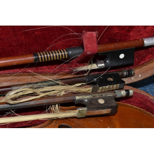 577 - A CASED LATE NINETEENTH CENTURY 3/4 SIZE VIOLIN, bearing label reading 'Lutherie Artistique, T. Baur... 