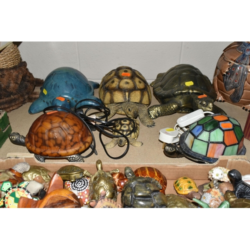 578 - TWO BOXES AND LOOSE TORTOISE AND TURTLE ORNAMENTS, ETC, large collection to include several tortoise... 