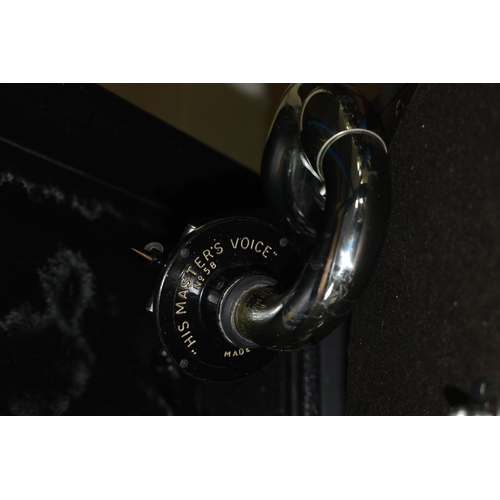 586 - A HIS MASTERS VOICE (HMV) MODEL C102H GRAMOPHONE, serial number 44426, complete with winding handle ... 