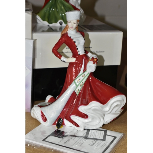 589 - FOUR ROYAL DOULTON CHRISTMAS DAY FIGURINES, comprising 2005 HN4723 with certificate and box, 2006 HN... 