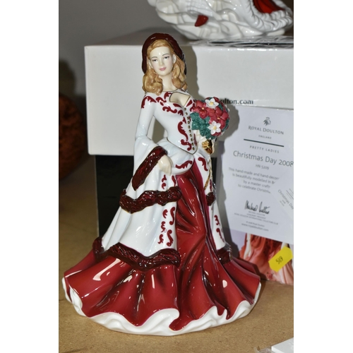 589 - FOUR ROYAL DOULTON CHRISTMAS DAY FIGURINES, comprising 2005 HN4723 with certificate and box, 2006 HN... 