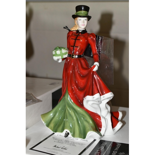 589 - FOUR ROYAL DOULTON CHRISTMAS DAY FIGURINES, comprising 2005 HN4723 with certificate and box, 2006 HN... 