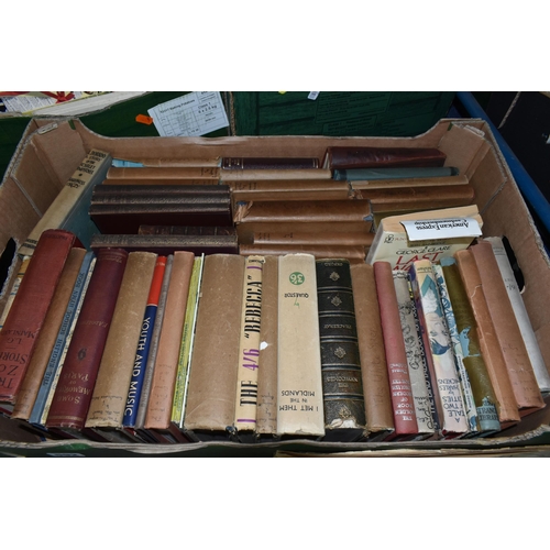 592 - SIX BOXES  OF VINTAGE BOOKS AND EPHEMERA ETC, to include 'About Britain' guide books, Eric Shipton '... 