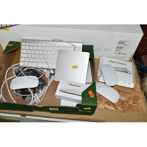 593 - A REFURBISHED 24 INCH APPLE iMAC COMPUTER WITH BOX, model number A2438, together with an Apple A3179... 