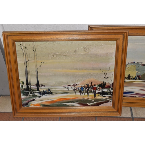 604 - DEAKINS DEAKINS (BRITISH 1911-1982) TWO POST IMPRESSIONIST STYLE OILS ON BOARD, the first depicting ... 