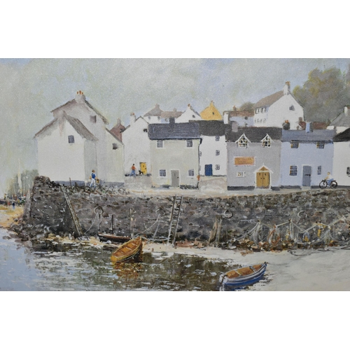 605 - TWO DECORATIVE WALL ART PRINTS, comprising 'Morning Sands' by Anthony Waller depicting cottages besi... 