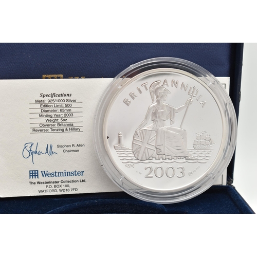 152 - A CASED WESTMINSTER THE 50th ANNIVERSARY 'THE CONQUEST OF EVEREST', 5oz Silver Proof medal, .925 Sil... 