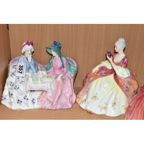 356 - A GROUP OF ROYAL DOULTON FIGURES, comprising 'The Leisure Hour' HN2055, 'Genevieve' HN1962, 'The Pai... 