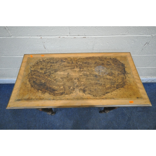 1203 - AN EDWARDIAN BURR WALNUT FOLD OVER CARD TABLE, the swivel top enclosing a green baize playing field ... 