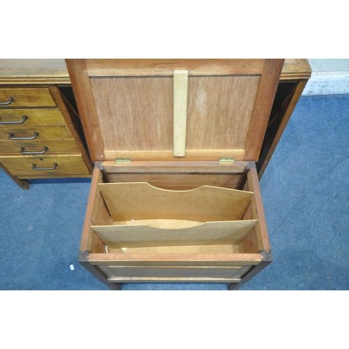 1236 - A 20TH CENTURY OAK DESK, fitted with five drawers, length 123cm x depth 61cm x height 75cm, along wi... 