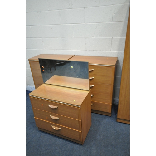 1246 - A MODERN FIVE PIECE BEDROOM SUITE, comprising a pair of double door wardrobes, width 77cm x depth 54... 