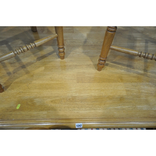 1247 - A LARGE RECTANGULAR BEECH DINING TABLE, raised on turned legs, length 184cm x depth 100cm x height 7... 