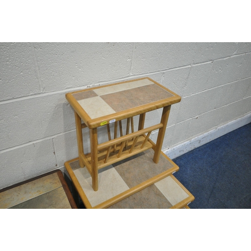 1249 - A SELECTION OF SOLID OAK OCCASIONAL FURNITURE, to include a lamp table, with a single frieze drawer ... 