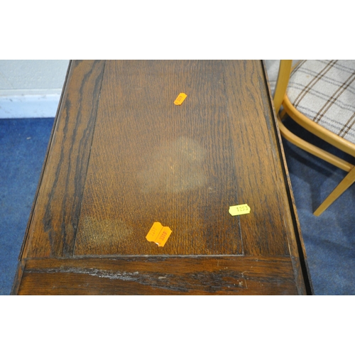 1253 - A MID CENTURY TEAK DROP LEAF TABLE, open width 122cm x closed with 21cm x depth 75cm x height 76cm, ... 