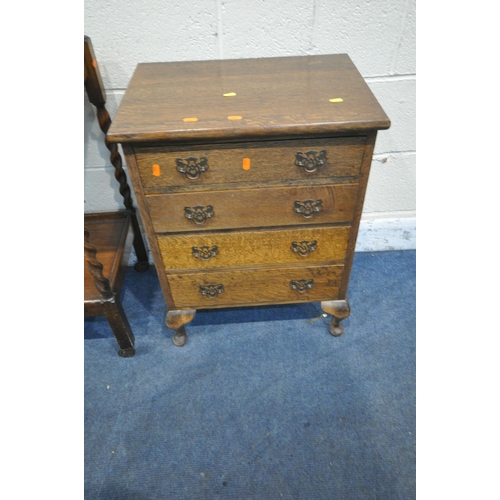 1260 - A SELECTION OF EARLY 20TH CENTURY OAK OCCASIONAL FURNITURE, to include a five tier waterfall open bo... 