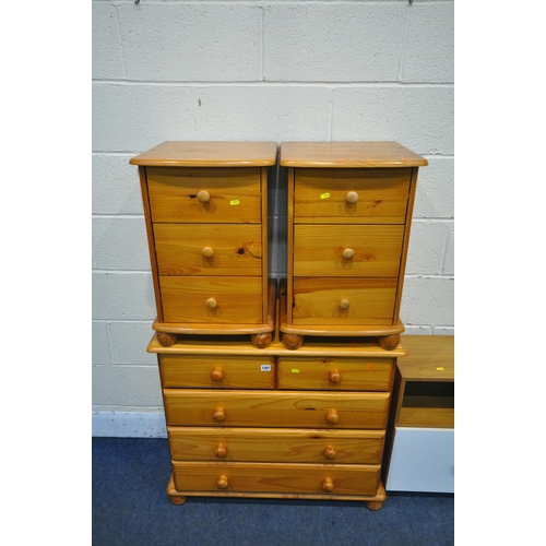 1261 - A MODERN PINE CHEST OF TWO SHORT OVER THREE LONG DRAWERS, width 85cm x depth 40cm x height 76cm, a p... 