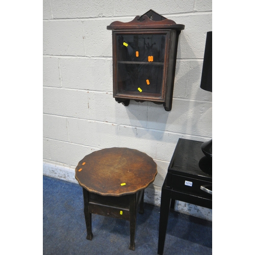 1274 - A PAIR OF EBONISED FINISH BEDSIDE UNITS, with single drawers, and glass top, width 50cm x depth 40cm... 