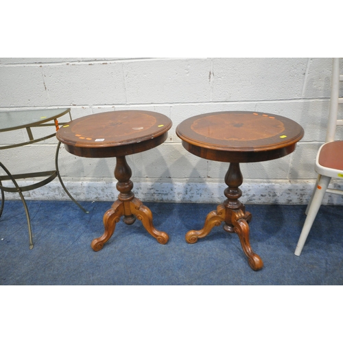 1283 - A SELECTION OF OCCASIONAL TABLES, to include a pair of Italian wine tables, painted chair and a stan... 