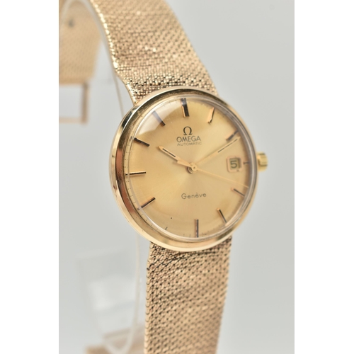 69 - A 9CT GOLD 'OMEGA' WRISTWATCH, automatic movement, round gold tone dial, signed 'Omega automatic Gen... 