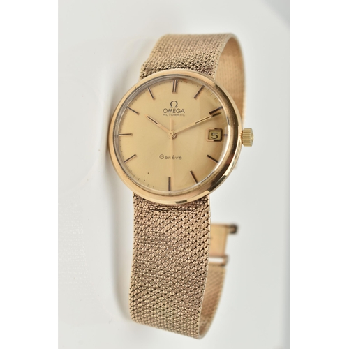 69 - A 9CT GOLD 'OMEGA' WRISTWATCH, automatic movement, round gold tone dial, signed 'Omega automatic Gen... 