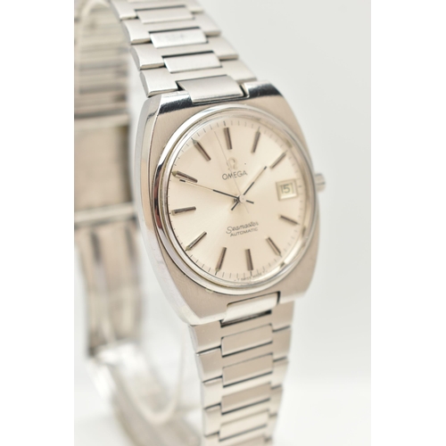 70 - AN 'OMEGA' SEAMASTER WRISTWATCH, automatic movement, round silver tone dial signed 'Omega Seamaster ... 