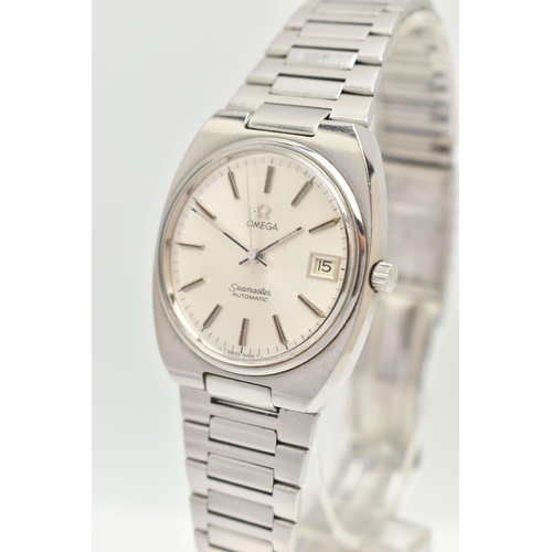 70 - AN 'OMEGA' SEAMASTER WRISTWATCH, automatic movement, round silver tone dial signed 'Omega Seamaster ... 